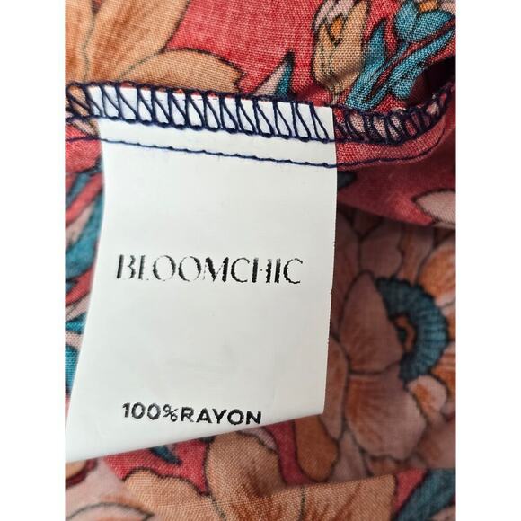 NWT Bloomchic Plus Sz 22-24 Bandana V-neck Pocket Belted Flutter Hem Maxi Boho - Picture 12 of 13